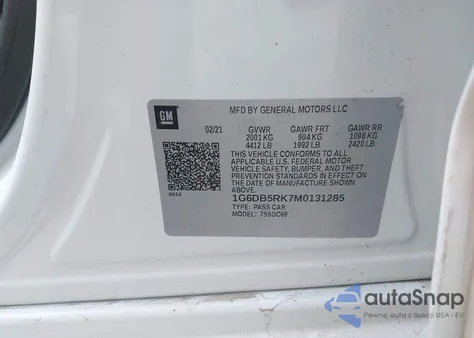 2021 Cadillac Ct4 Premium Luxury из США, поврежденный, VIN 1G6DB5RK7M0131285